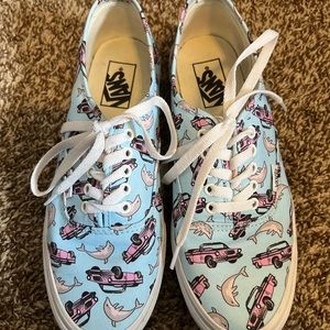 Limited Edition, Vans with Dolphin and Pink Jeep Pattern, size 9.5 Womens